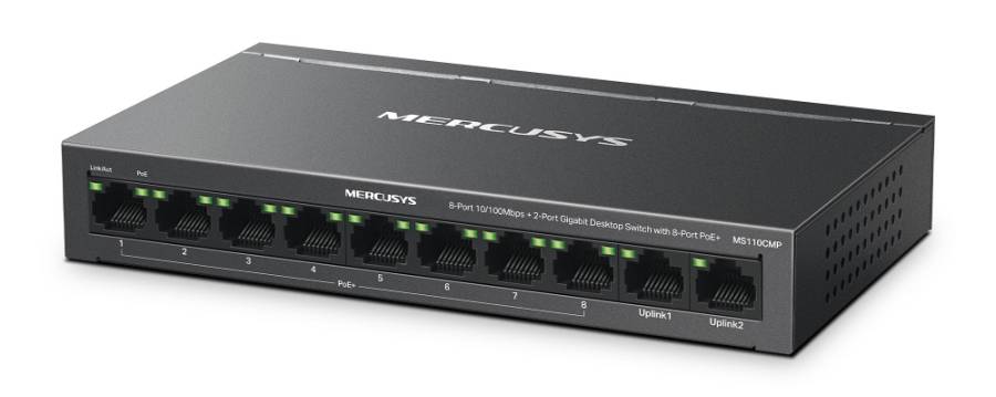 MERCUSYS Desktop Switch MS110CMP, 8x 10/100Mbps PoE+, 2x Gigabit, Ver. 1.0 MS110CMP