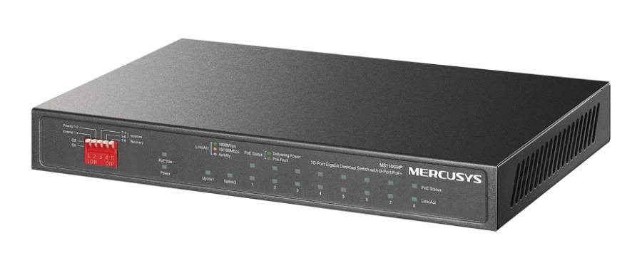 MERCUSYS Desktop Switch MS110GMP, 8x 10/100/1000Mbps PoE+, 2x Gigabit, Ver. 1.0 MS110GMP