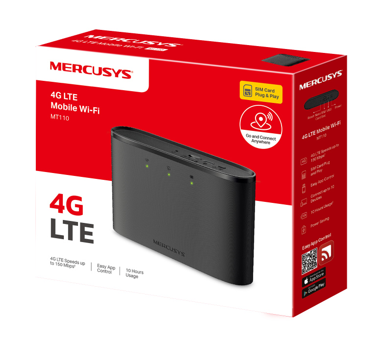MERCUSYS router MT110, 4G LTE, WiFi 150 Mbps, 2200mAh, Ver. 2.0 MT110