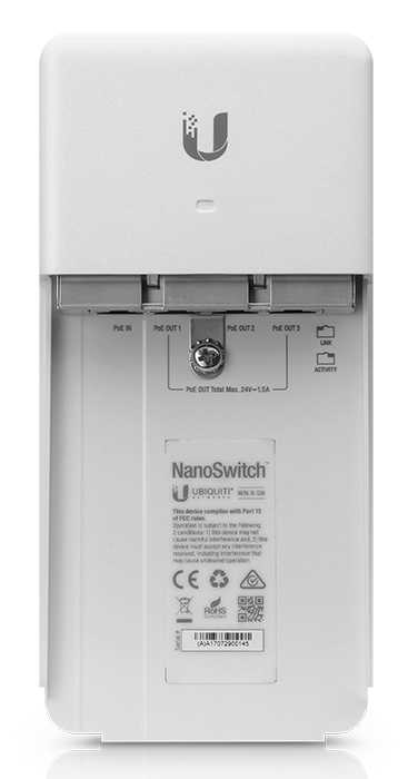 UBIQUITI PoE NanoSwitch N-SW, 4-Port 10/100/1000Mbps, outdoor N-SW