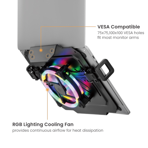 BRATECK βάση & ψύξη laptop NBH-8GL για βάση VESA, RGB, έως 17, μαύρη NBH-8GL