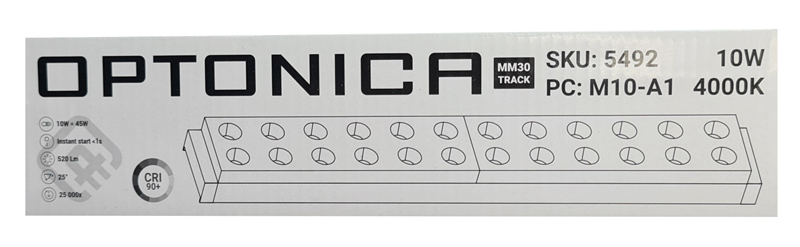 OPTONICA LED μαγνητικό φωτιστικό 5492, 10W, 4000K, μεταλλικό, μαύρο OPT-5492