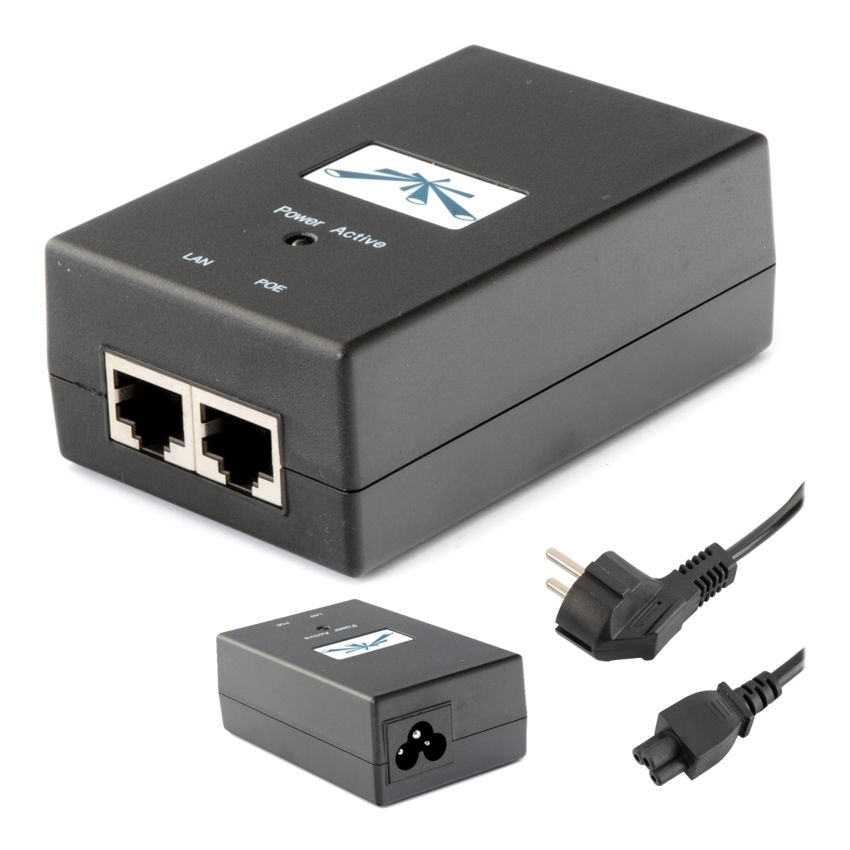 UBIQUITI PoE adapter POE-48 με power cable, 48VDC, 0.5A, 24W POE-48