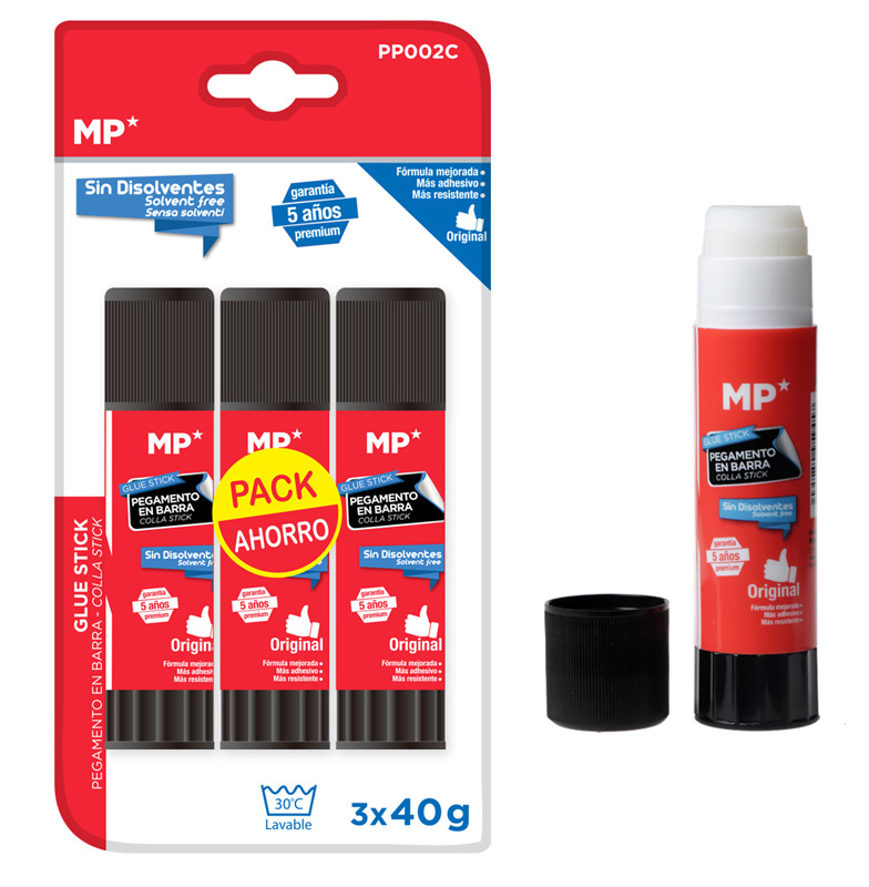 MP κόλλα στικ PP002C, διάφανη, 40g, 3τμχ PP002C
