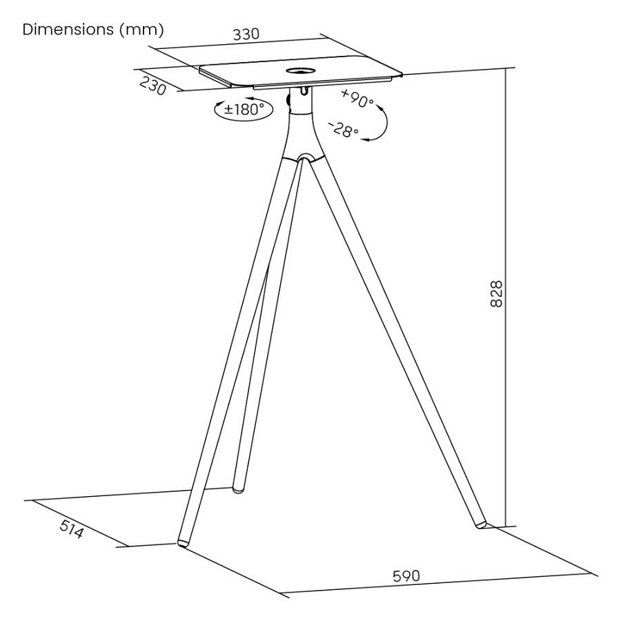 BRATECK βάση projector δαπέδου PRB-24, έως 10kg PRB-24