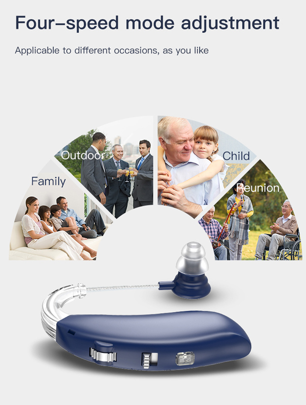 POWERTECH ακουστικό βαρηκοΐας PT-1096, επαναφορτιζόμενο, Bluetooth, μπλε PT-1096