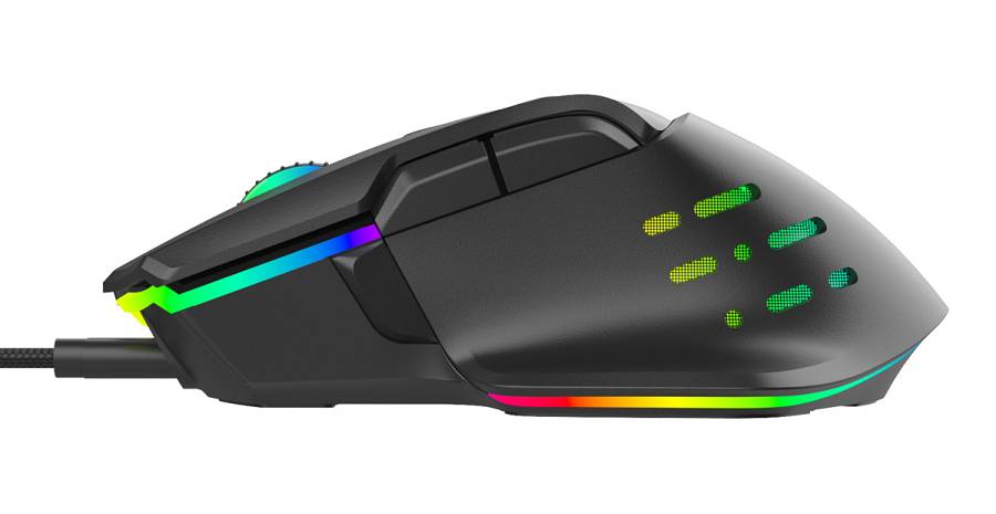 POWERTECH ενσύρματο gaming ποντίκι PT-1274, RGB φως, οπτικό, 12000DPI, μαύρο PT-1274