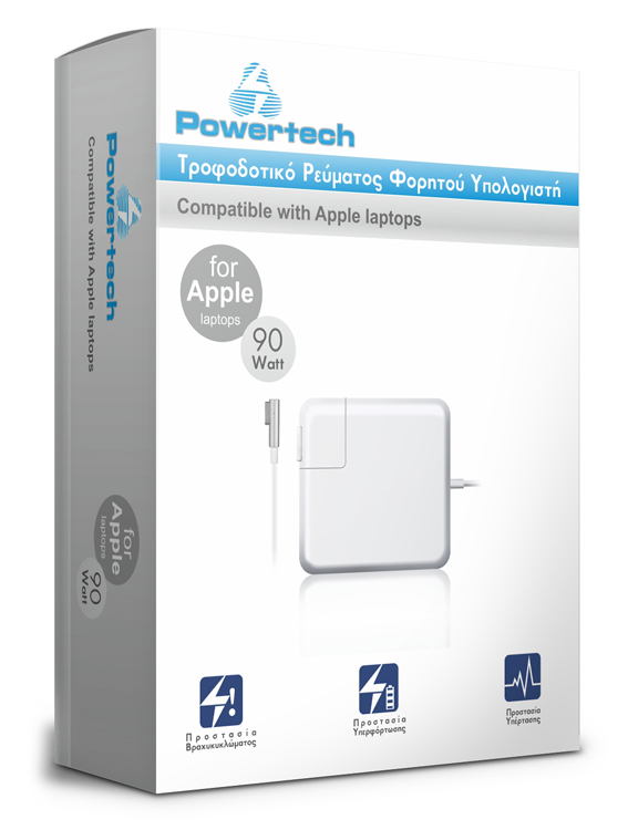 POWERTECH τροφοδοτικό laptop PT-137 για Apple, 90W, 18.5V - 4.6A PT-137
