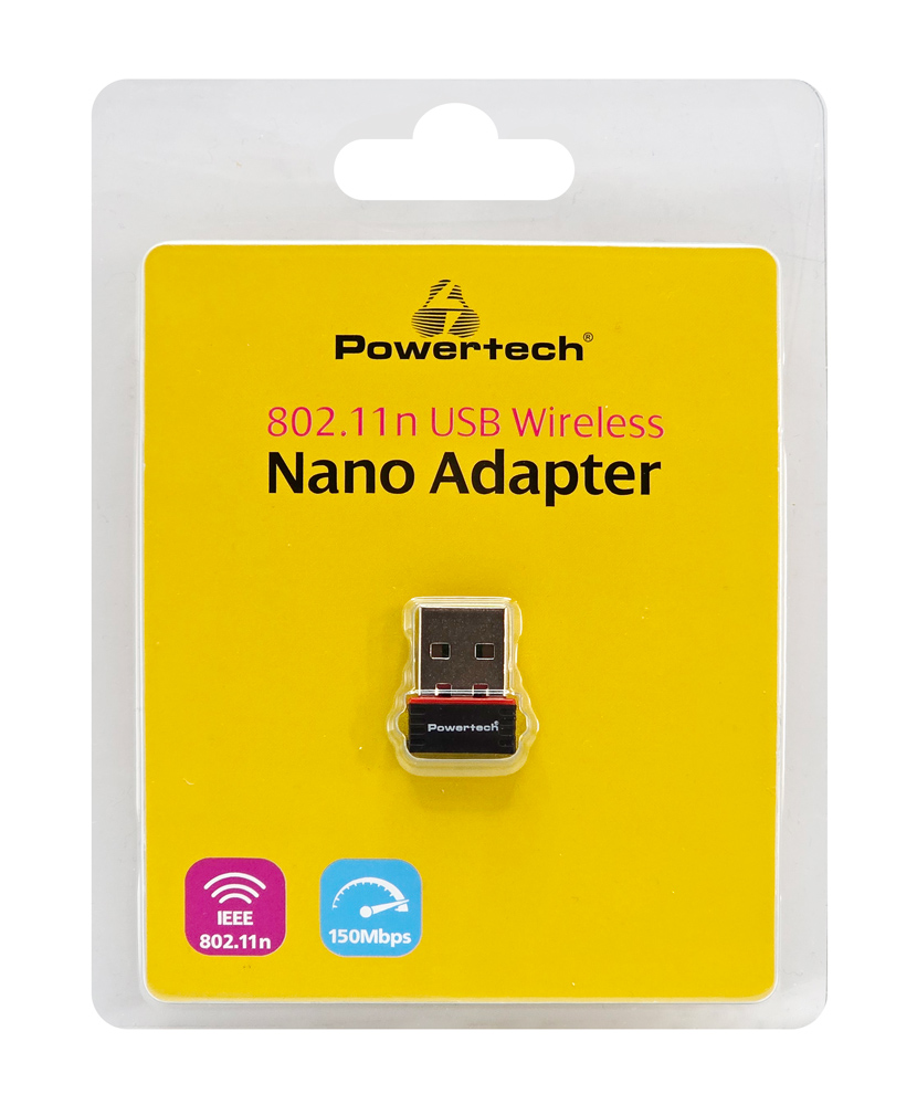 POWERTECH ασύρματος USB αντάπτορας δικτύου PT-1384, 150Mbps WiFi PT-1384