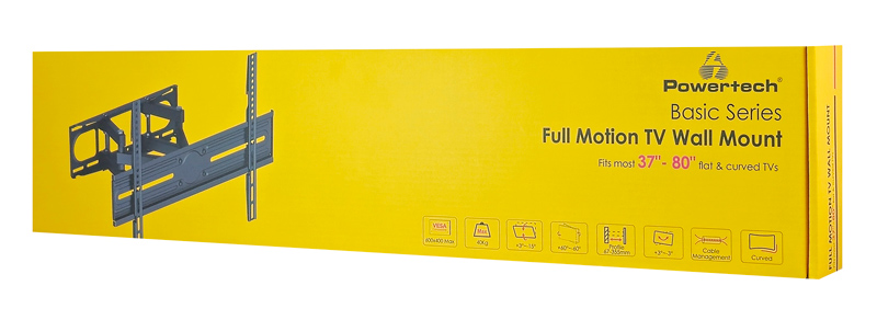 POWERTECH επιτοίχια βάση τηλεόρασης PT-1389, 37-80, έως 40kg, full motion PT-1389