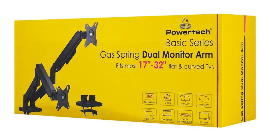 POWERTECH βάση γραφείου για 2x οθόνες PT-1425, 17-32, έως 9kg PT-1425