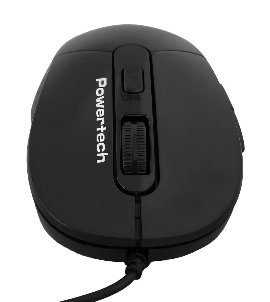 POWERTECH ενσύρματο ποντίκι PT-1467, οπτικό, έως 1600DPI, μαύρο PT-1467