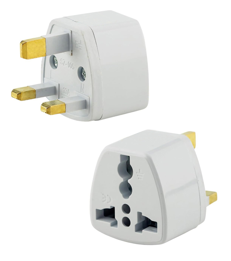 POWERTECH αντάπτορας ρεύματος PT-1545, UK/Universal, ατσάλι, λευκός PT-1545