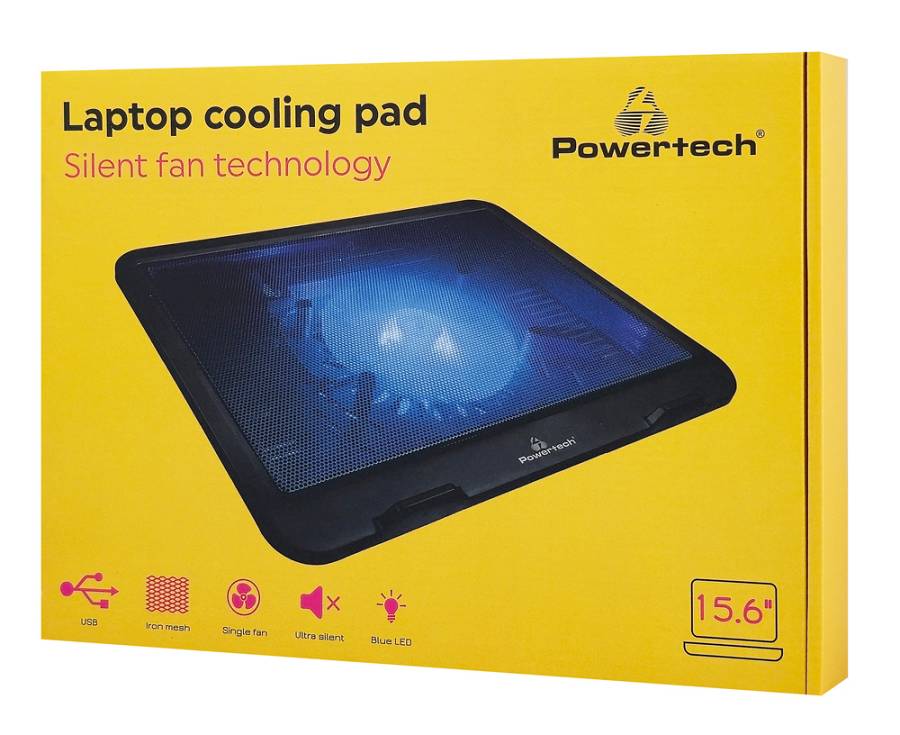 POWERTECH Βάση & ψύξη laptop PT-740 έως 15.6, 125mm fan, LED, μαύρο PT-740