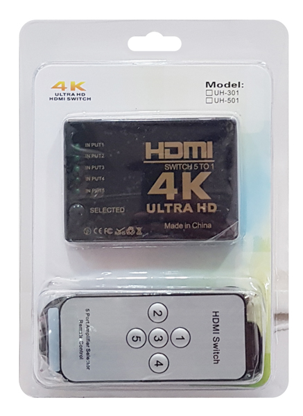 POWERTECH HDMI amplifier switch PTH-052 με τηλεχειριστήριο, 5 σε 1, 4K PTH-052