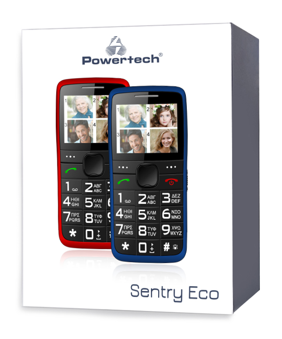 POWERTECH Κινητό Τηλέφωνο Sentry Eco PTM-25, SOS Call, με φακό, κόκκινο PTM-25
