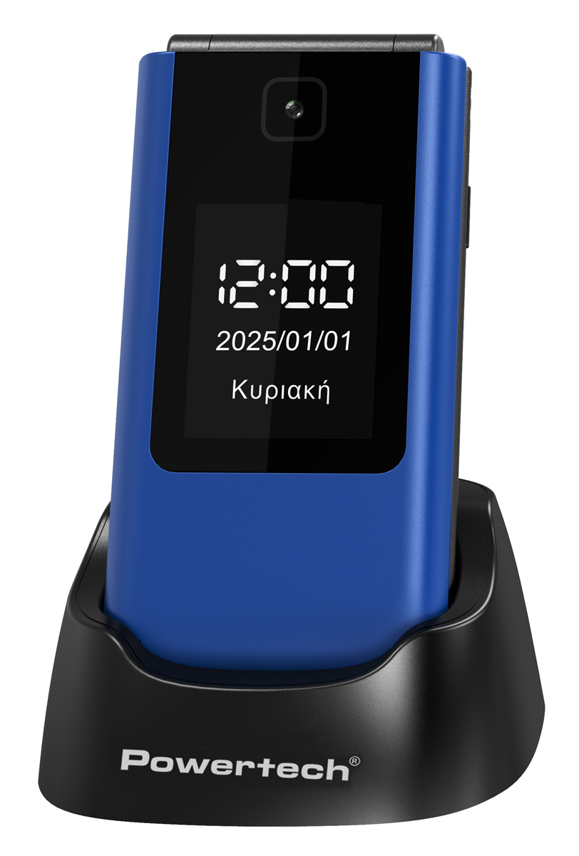 POWERTECH κινητό τηλέφωνο Sentry Dual II V2, 2 οθόνες, dual SIM, πλήκτρο SOS, μπλε PTM-26