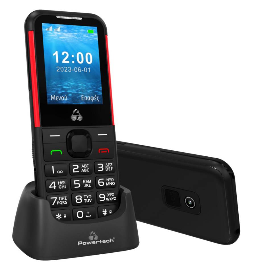 POWERTECH κινητό τηλέφωνο Sentry 4G PTM-33, SOS Call, με φακό, μαύρο PTM-33