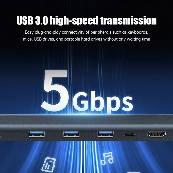 POWERTECH docking station PTR-0152, 10 θυρών, βάση laptop, USB-C, γκρι PTR-0152