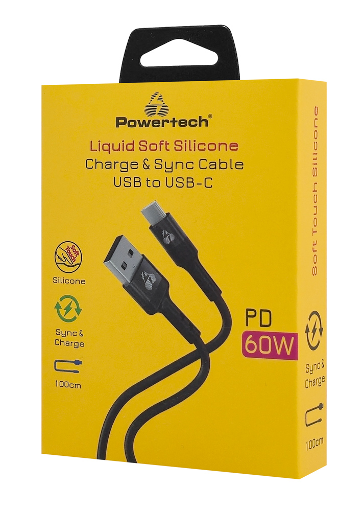 POWERTECH καλώδιο USB-C σε USB PTR-0161, σιλικόνης, 60W, 480Mbps, 1m, μαύρο PTR-0161
