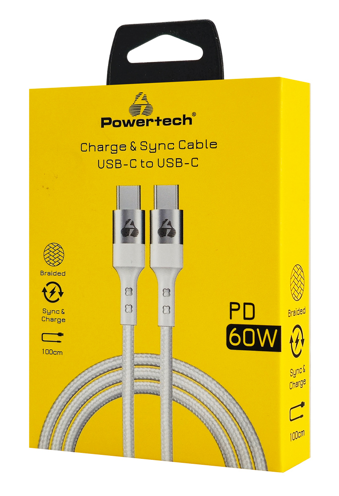 POWERTECH καλώδιο USB-C σε USB-C PTR-0167, PD 60W, copper, 1m, λευκό PTR-0167