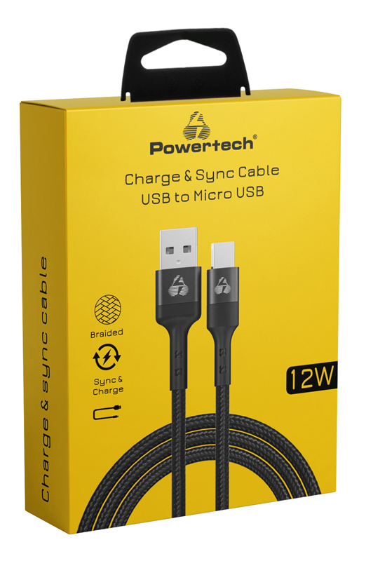 POWERTECH καλώδιο micro USB σε USB PTR-0170, 12W 2.4A, copper, 1.5m, μαύρο PTR-0170