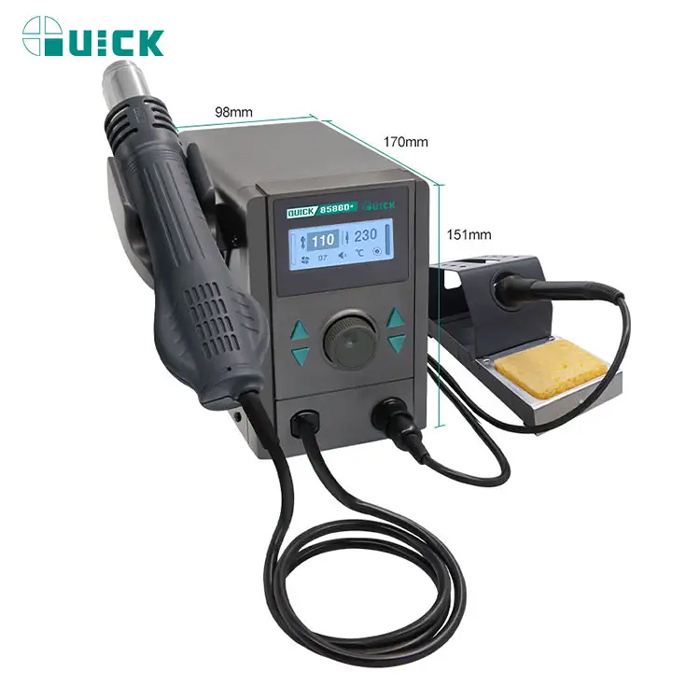 QUICK σταθμός κόλλησης QUICK8586D+, κολλητήρι/πιστόλι θερμού αέρα, 800W, 100~480 °C QUICK8586DPLUS