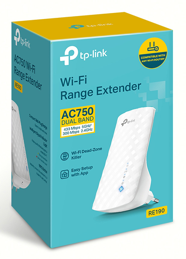 TP-LINK AC750 Wi-Fi Range Extender RE190, dual band, Ver. 4.0 RE190