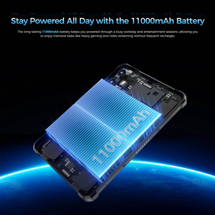 OUKITEL tablet RT3 Plus, 8, 4/128GB, 4G, 11000mAh, IP68/IP69K, μαύρο RT3PLUS-BK