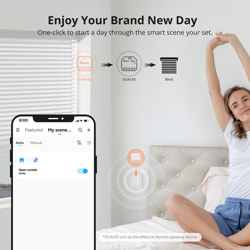 SONOFF smart διακόπτης S-MATE2, 3 κανάλια, μπαταρίας, λευκός S-MATE2