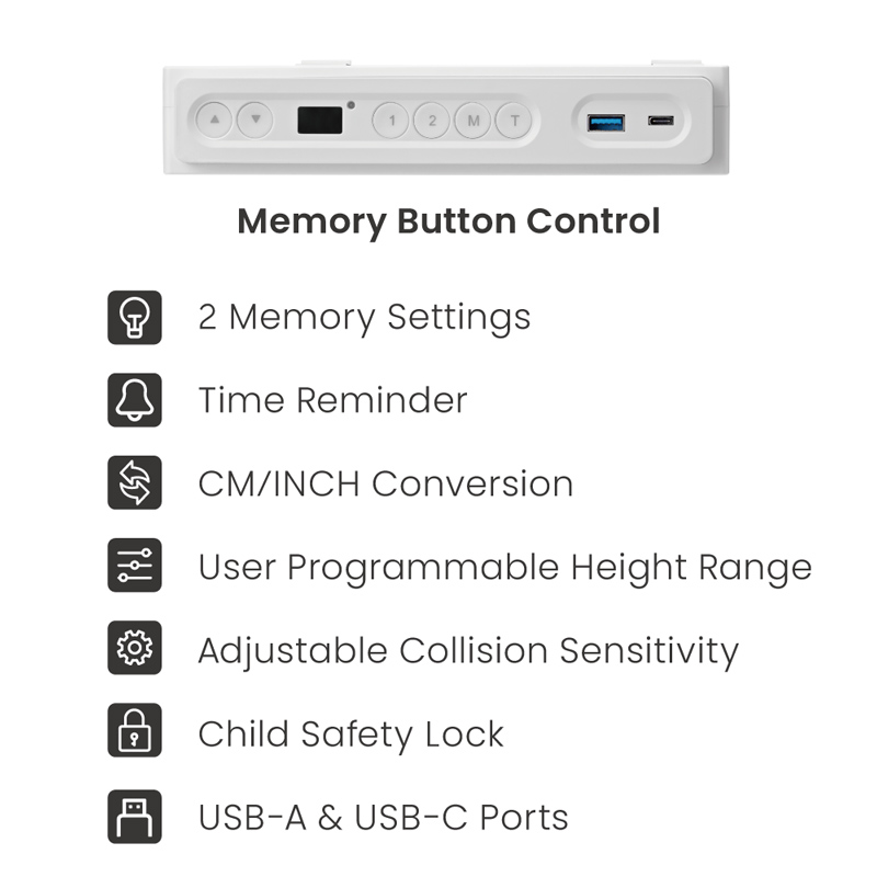 BRATECK ηλεκτρικό γραφείο S08-22DSWW με συρτάρι, 118x60x72~120cm, μαύρο S08-22DSWW-BK