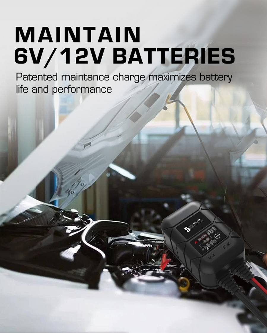 BYGD φορτιστής & συντηρητής μπαταρίας αυτοκινήτου S5000, 6V/2A 12V/5A S5000