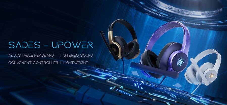 SADES gaming headset UPOWER, 3.5mm σύνδεση, 40mm, γκρι SA-703-GR