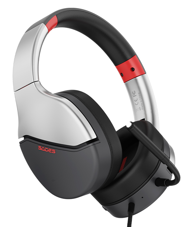 SADES gaming headset SPOWER, 3.5mm σύνδεση, 40mm, multi-platform, ασημί SA-725-SL