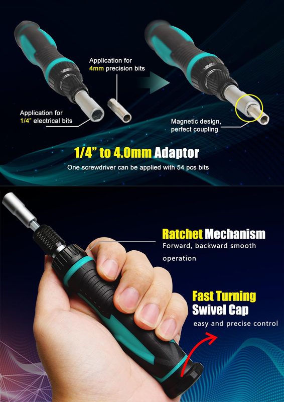 PROSKIT σετ κατσαβίδι ακριβείας SD-9857M με 54 μύτες, με θήκη, 57τμχ SD-9857M