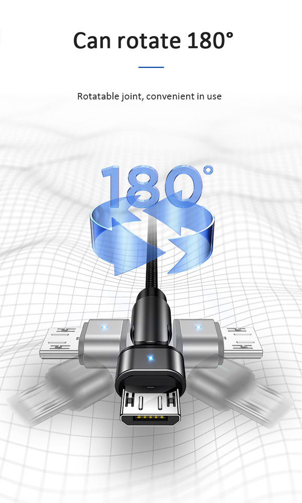 USAMS καλώδιο Micro USB σε USB SJ478, περιστρεφόμενο, 2A, 1m, πράσινο SJ478USB02
