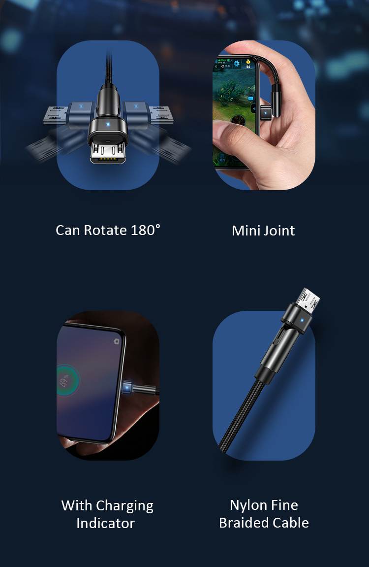 USAMS καλώδιο Micro USB σε USB SJ478, περιστρεφόμενο, 2A, 1m, πράσινο SJ478USB02