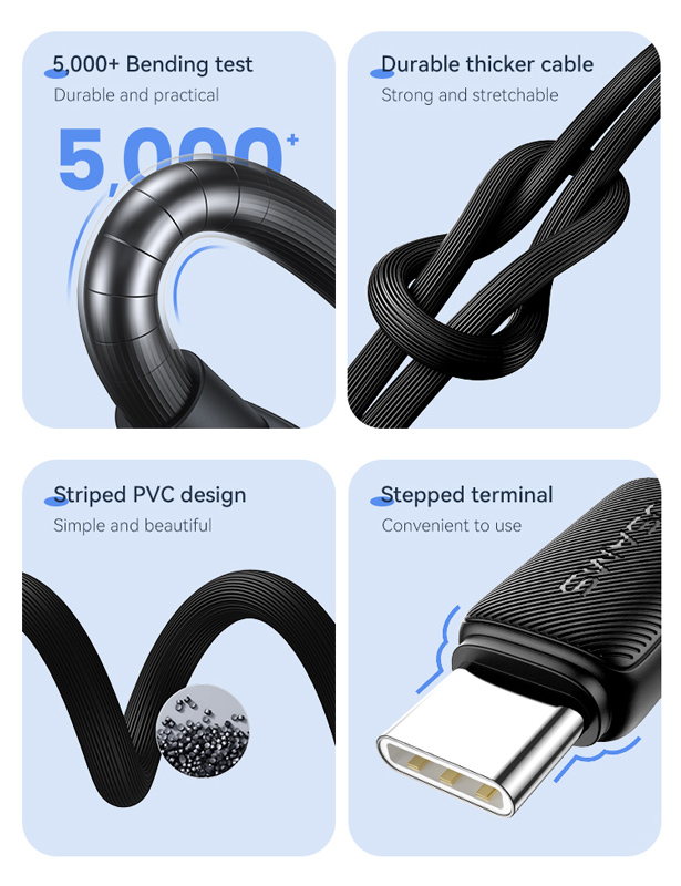 USAMS καλώδιο USB-C σε USB-C US-SJ691, 60W, 480Mbps, 1m, λευκό SJ691USB02