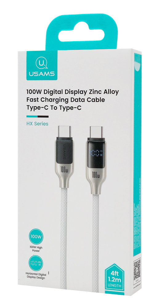 USAMS καλώδιο USB-C SJ742, 100W, 480Mbps, 1.2m, λευκό SJ742USB02