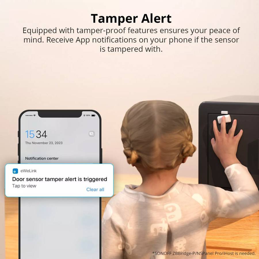SONOFF smart μαγνητική παγίδα SNZB-04P, ZigBee, μπαταρίας, λευκή SNZB-04P