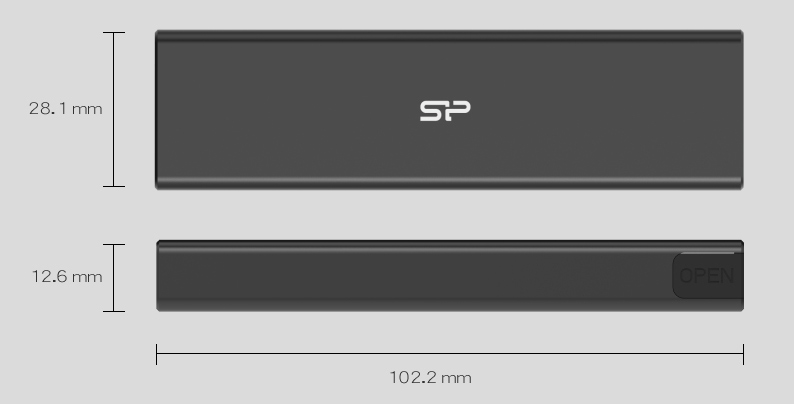 SILICON POWER θήκη για M.2 PCIe NVMe/SATA SSD PD60, tool free, 10Gbps, μαύρη SP000HSPSDPD60CK