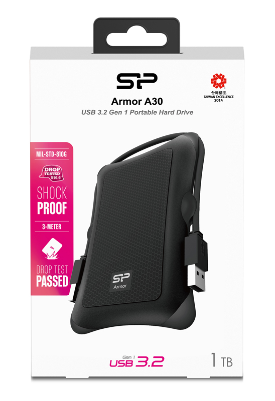 SILICON POWER εξωτερικός HDD Armor A30, 1TB, USB 3.2, μαύρος SP010TBPHDA30S3A