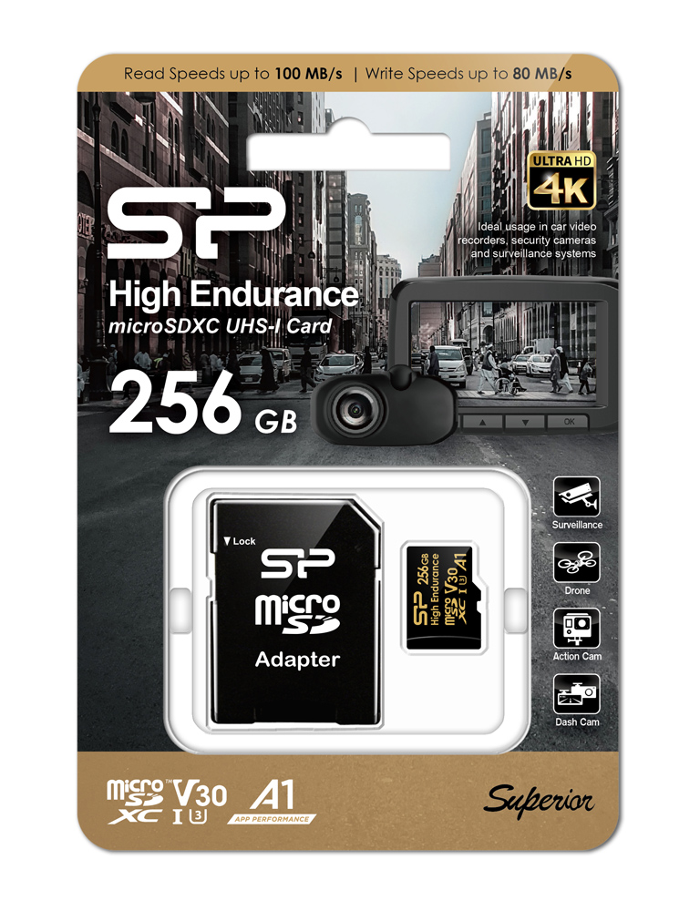 SILICON POWER κάρτα μνήμης microSDHC High Endurance, 256GB, Class 10 UHS-I U3 A1 V30 SP256GBSTXDV3V1HSP