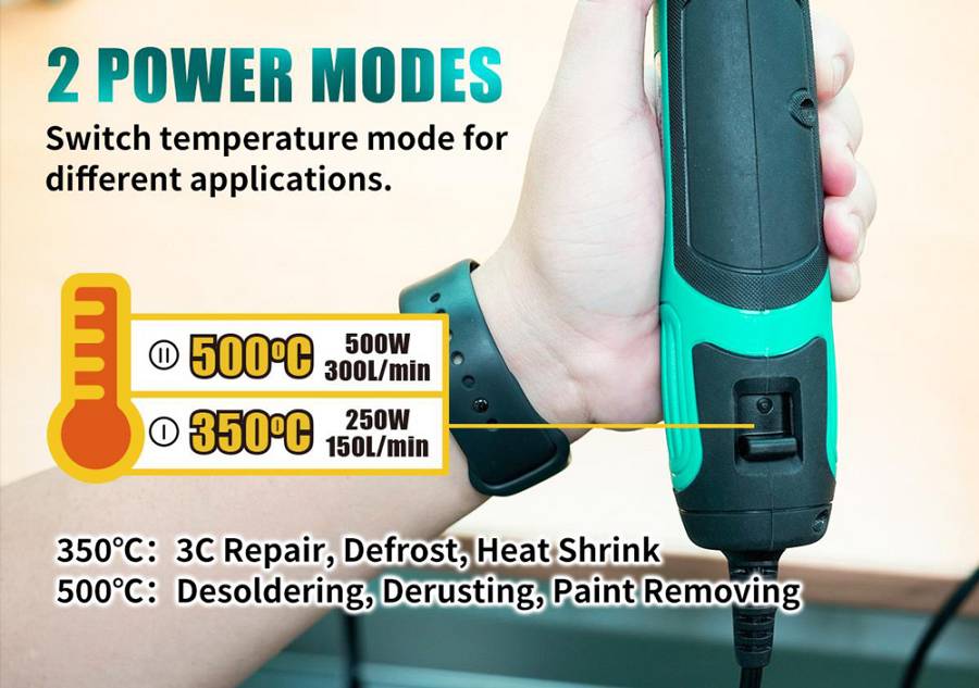 PROSKIT μίνι πιστόλι θερμού αέρα SS-628F, 250/500W, 350/500 °C SS-628F