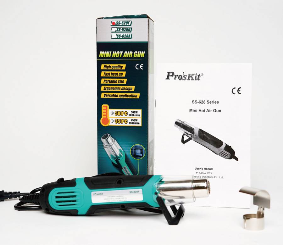 PROSKIT μίνι πιστόλι θερμού αέρα SS-628F, 250/500W, 350/500 °C SS-628F