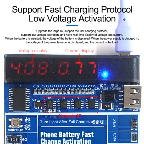 SUNSHINE tester μπαταριών SS-915 για Apple & Android smartphone, V9.0 SS-915