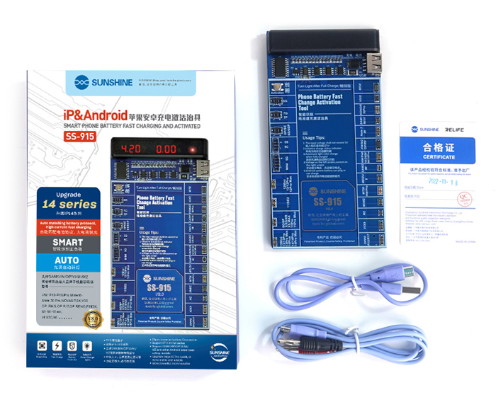 SUNSHINE tester μπαταριών SS-915 για Apple & Android smartphone, V9.0 SS-915