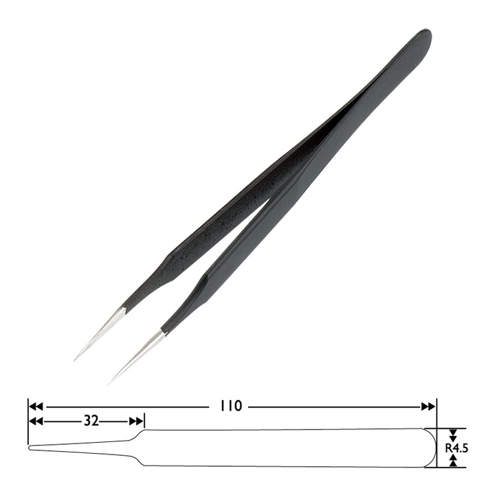 SPROTEK ESD αντιστατική τσιμπίδα ST-T510, 110mm, ίσια, λεπτή ST-T510