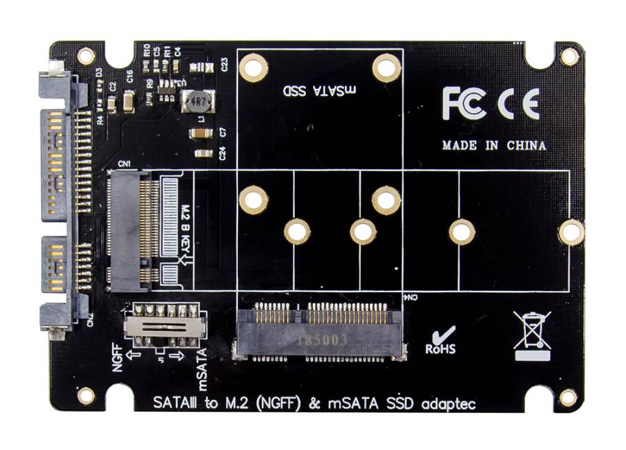 POWERTECH κάρτα μετατροπής 2.5 SATA σε M.2 B & mSATA SSD ST525, 6Gbps ST525