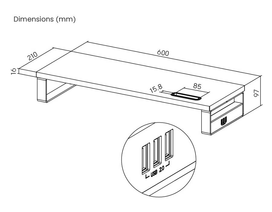 BRATECK επιτραπέζια βάση για οθόνη/laptop STB-118 με 3x USB θύρες, 17-32, έως 20kg, μαύρη STB-118